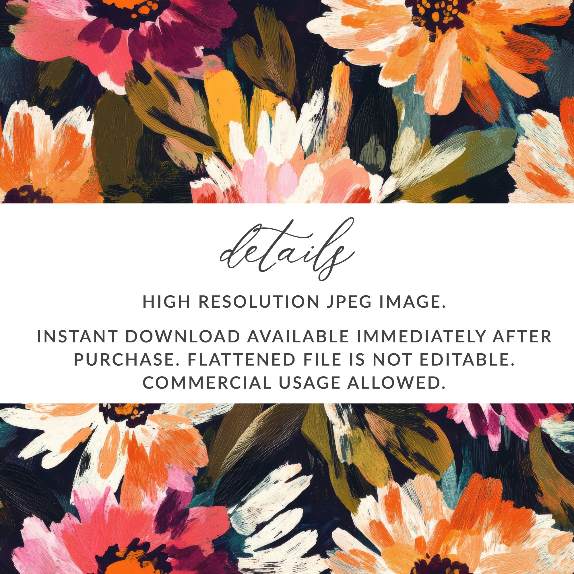 Bold Blooms Seamless Pattern Dark Floral Abstract Floral Delight Bold Colors Beautiful Digital - Moore and Mountain