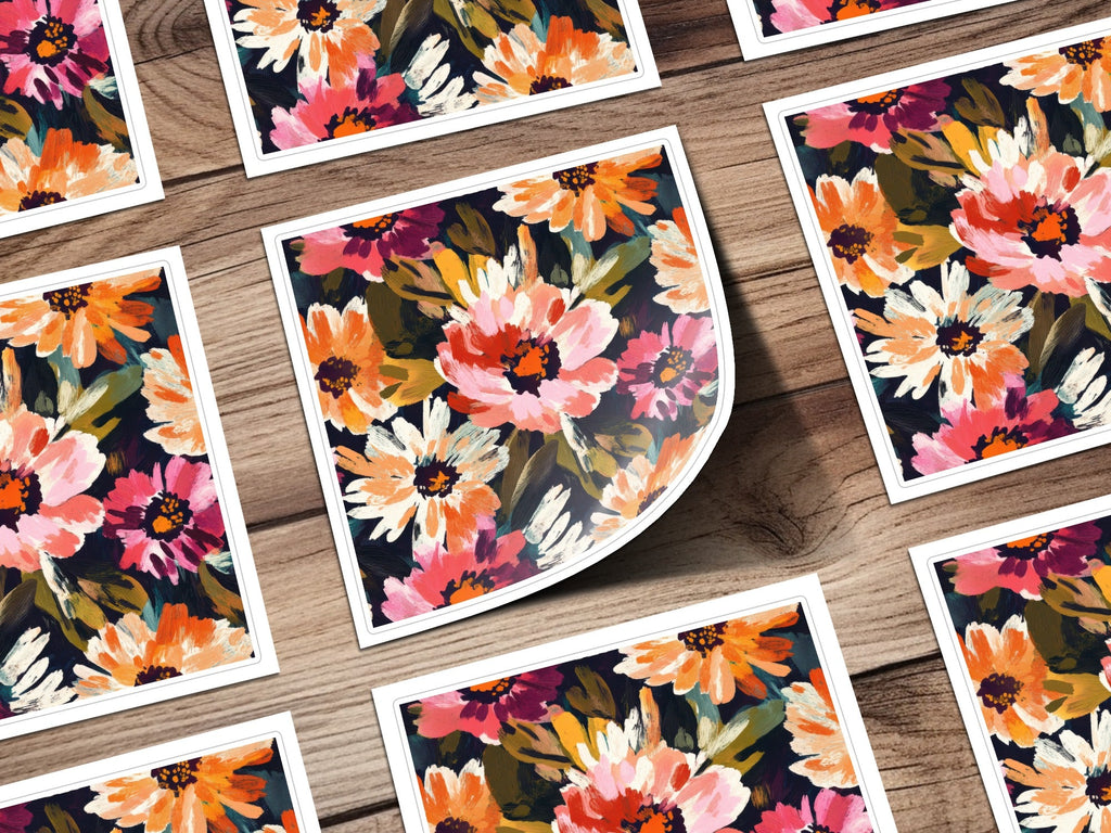 Bold Blooms Seamless Pattern Dark Floral Abstract Floral Delight Bold Colors Beautiful Digital - Moore and Mountain