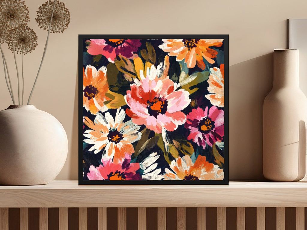 Bold Blooms Seamless Pattern Dark Floral Abstract Floral Delight Bold Colors Beautiful Digital - Moore and Mountain