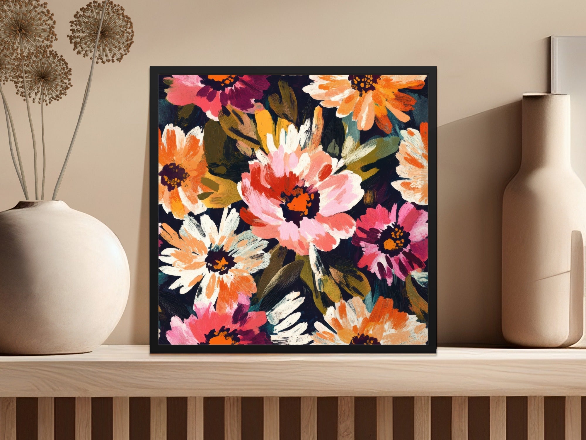Bold Blooms Seamless Pattern Dark Floral Abstract Floral Delight Bold Colors Beautiful Digital - Moore and Mountain