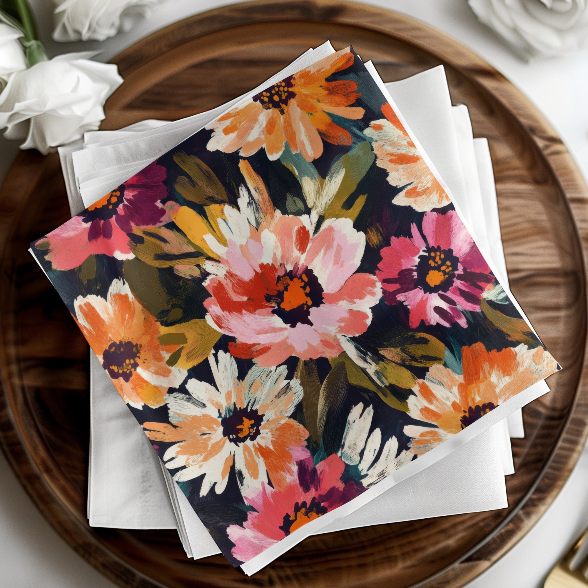 Bold Blooms Seamless Pattern Dark Floral Abstract Floral Delight Bold Colors Beautiful Digital - Moore and Mountain
