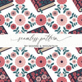 Book and Flower Digital Paper, Seamless Floral Pattern, Digital Scrapbook Paper, Fabric Design, Bookish Gift, Digital Download (138) - Moore and Mountain
