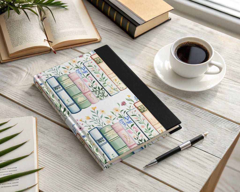Books and Flowers Digital Repeat Pattern Whimsical Bookshelf Digital - Moore and Mountain