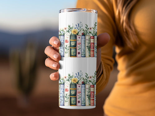 Books and Flowers Seamless Pattern Botanical Library Digital - Moore and Mountain