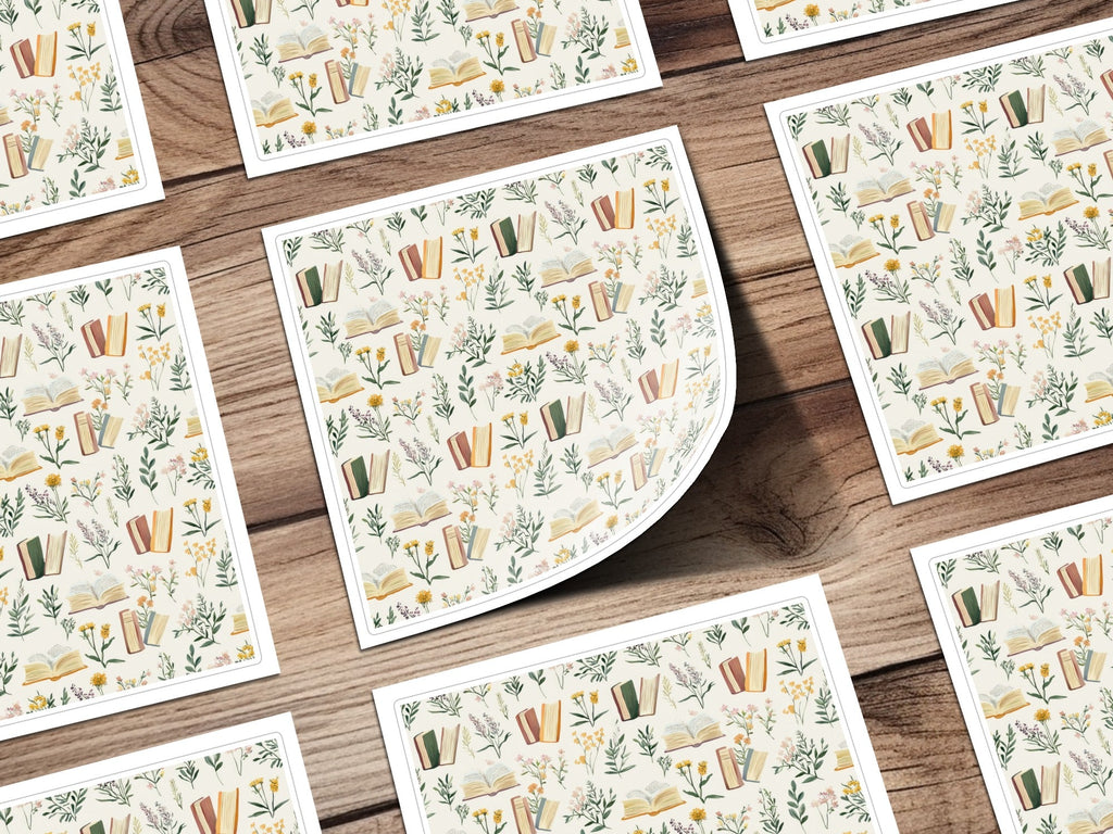 Books and Flowers Seamless Pattern, Digital Paper, Botanical Design, Reading Nook Decor, Fabric Design, Floral Book Lover Gift, Digital - Moore and Mountain