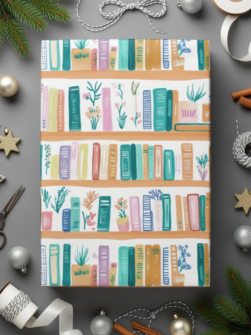Bookshelf Digital Paper, Seamless Books Pattern JPEG, Library Books Printable, Commercial Use, Print on Demand, Digital Download - Moore and Mountain