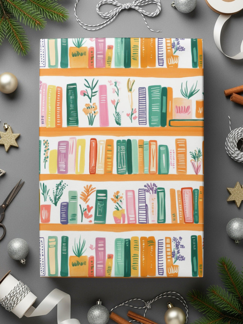 Bookshelf Seamless Pattern, Floral Book Digital Paper, Books Illustration Background, Reading Lover, Watercolor Texture, Scrapbook Paper - Moore and Mountain
