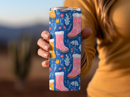 Boots and Flowers Cute Seamless Pattern Surface Design Digital - Moore and Mountain