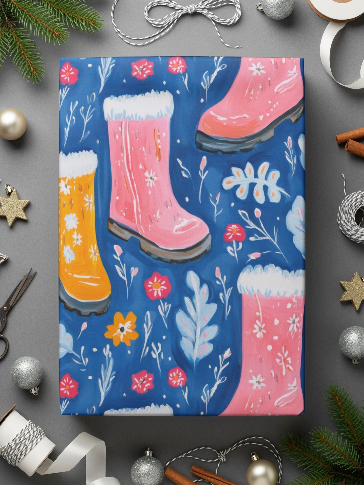 Boots and Flowers Cute Seamless Pattern Surface Design Digital - Moore and Mountain