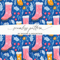 Boots and Flowers Cute Seamless Pattern Surface Design Digital - Moore and Mountain