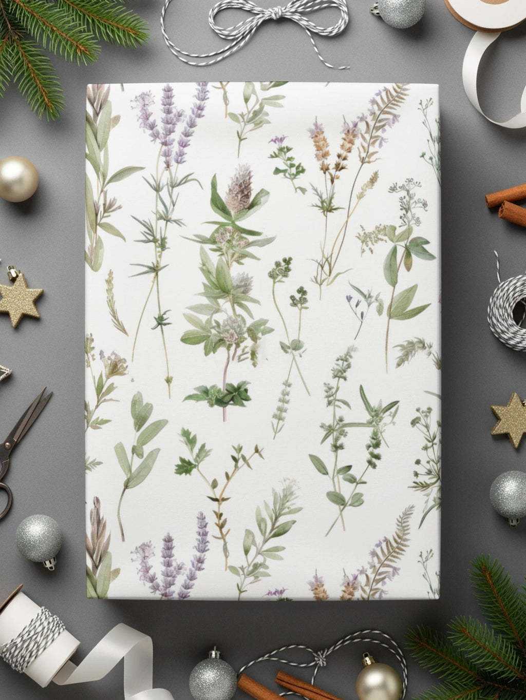 Botanical Seamless Pattern, Digital Paper Download, Floral Design, Wildflower Background, Watercolor Herb, Scrapbooking Paper, Fabric Print - Moore and Mountain