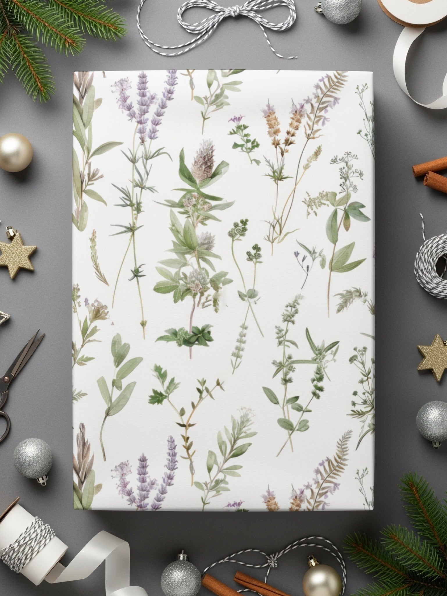 Botanical Seamless Pattern, Digital Paper Download, Floral Design, Wildflower Background, Watercolor Herb, Scrapbooking Paper, Fabric Print - Moore and Mountain