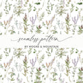 Botanical Seamless Pattern, Digital Paper Download, Floral Design, Wildflower Background, Watercolor Herb, Scrapbooking Paper, Fabric Print - Moore and Mountain