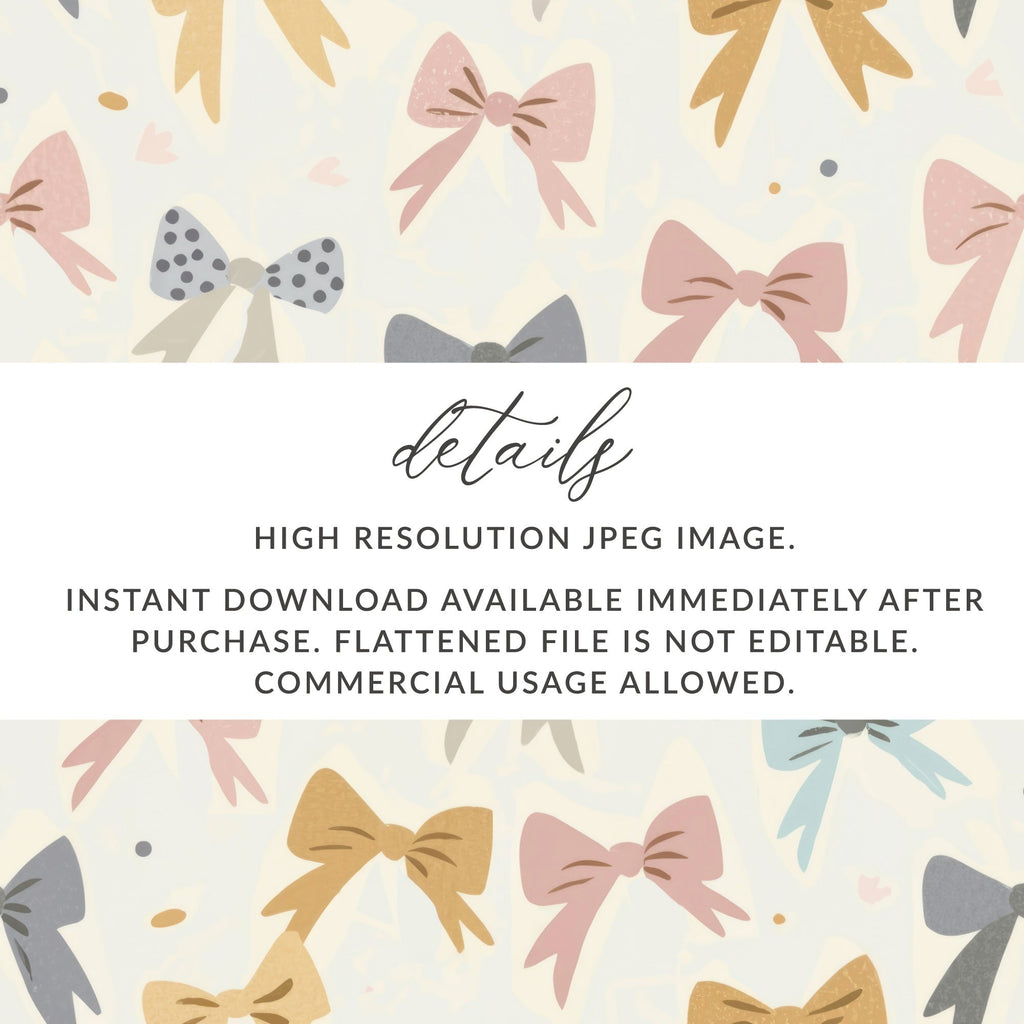 Bow Digital Paper, Seamless Bow Pattern, Pastel Bows Digital Download, Scrapbook Paper, Cute Bows, Fabric Design, Bow Background - Moore and Mountain