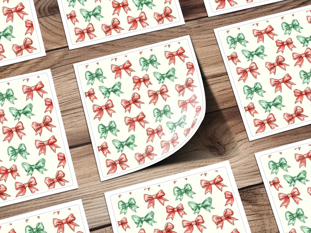 Bow Seamless Pattern, Christmas Bows, Digital Paper, Holiday Scrapbook Paper, Red and Green Bows Digital Product - Moore and Mountain