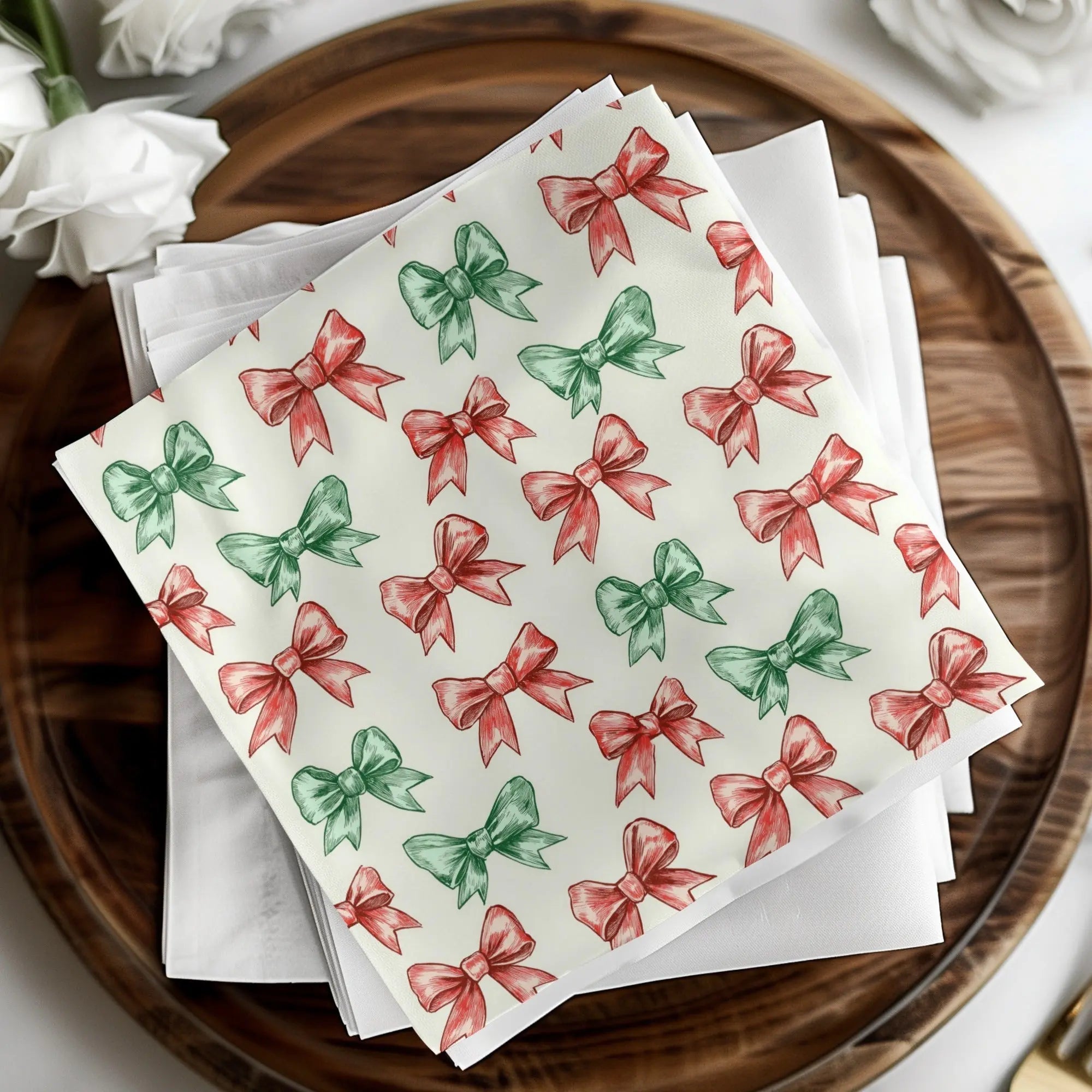 Bow Seamless Pattern, Christmas Bows, Digital Paper, Holiday Scrapbook Paper, Red and Green Bows Digital Product - Moore and Mountain