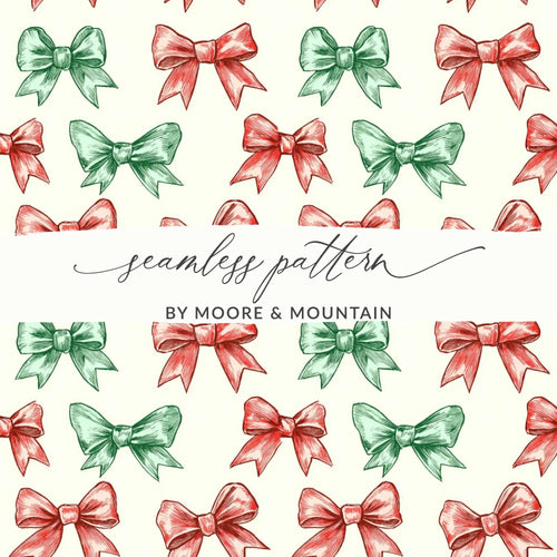 Bow Seamless Pattern, Christmas Bows, Digital Paper, Holiday Scrapbook Paper, Red and Green Bows Digital Product - Moore and Mountain