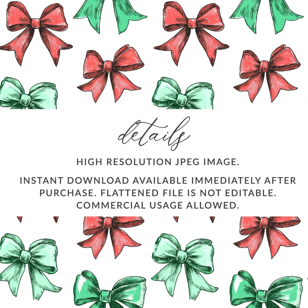 Bows Digital Paper, Seamless Bow Pattern, Holiday Digital Paper, Christmas Bows, Gift Bows, Scrapbook Paper, Bows Background - Moore and Mountain
