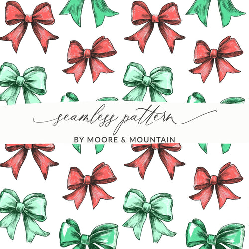 Bows Digital Paper, Seamless Bow Pattern, Holiday Digital Paper, Christmas Bows, Gift Bows, Scrapbook Paper, Bows Background - Moore and Mountain