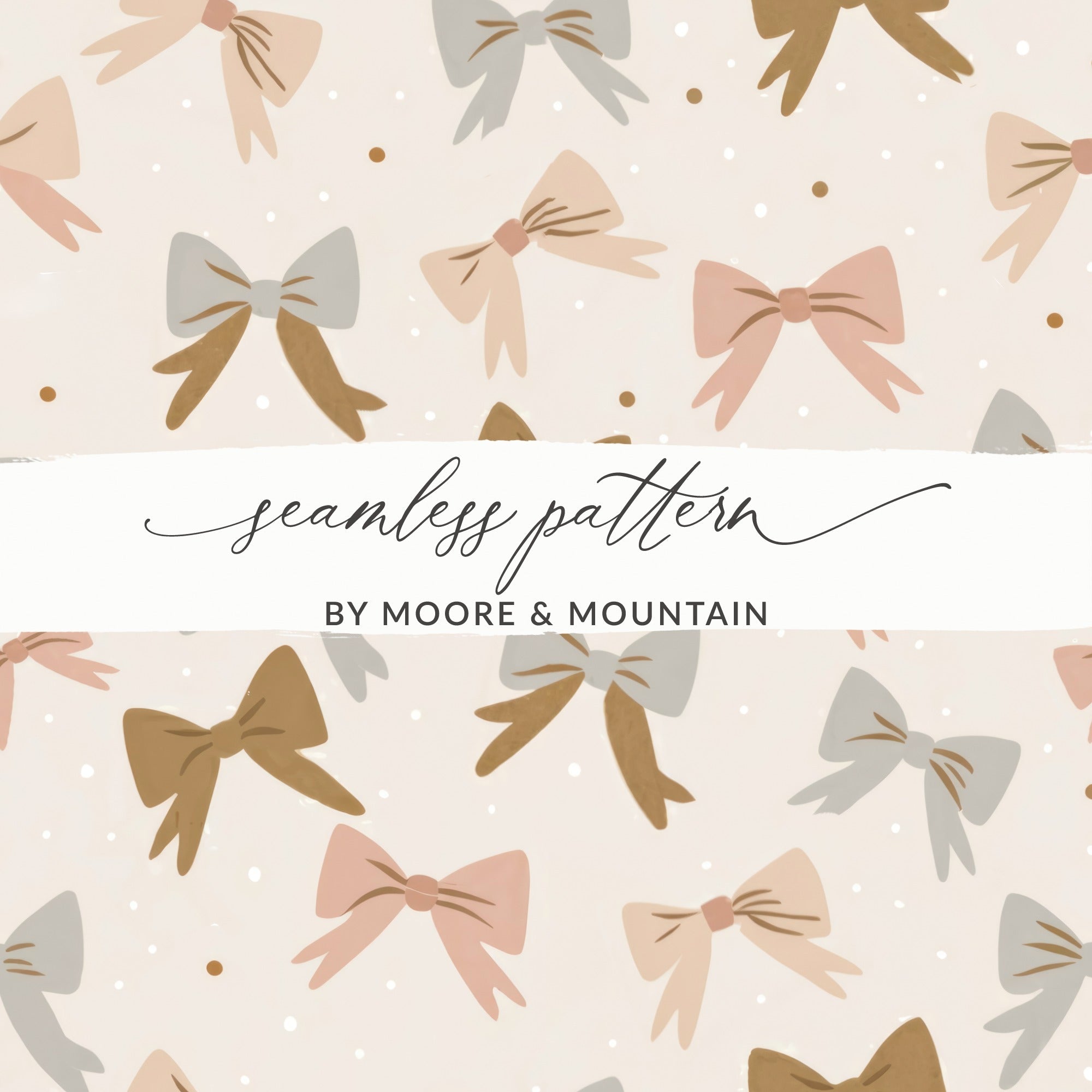 Bows Digital Paper, Seamless Pattern Background, Cute Gift Wrap Printable Paper, Scrapbook Paper, Digital Download, Commercial Use - Moore and Mountain