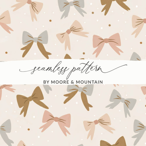 Bows Digital Paper, Seamless Pattern Background, Cute Gift Wrap Printable Paper, Scrapbook Paper, Digital Download, Commercial Use - Moore and Mountain