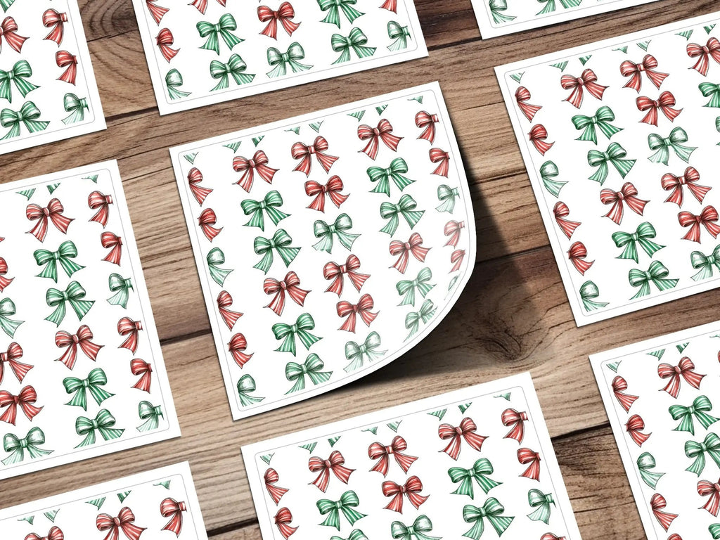 Christmas Bows Digital Paper, Red and Green Bow Pattern, Holiday Seamless Pattern, Festive Background, Scrapbooking Paper, Digital Download - Moore and Mountain