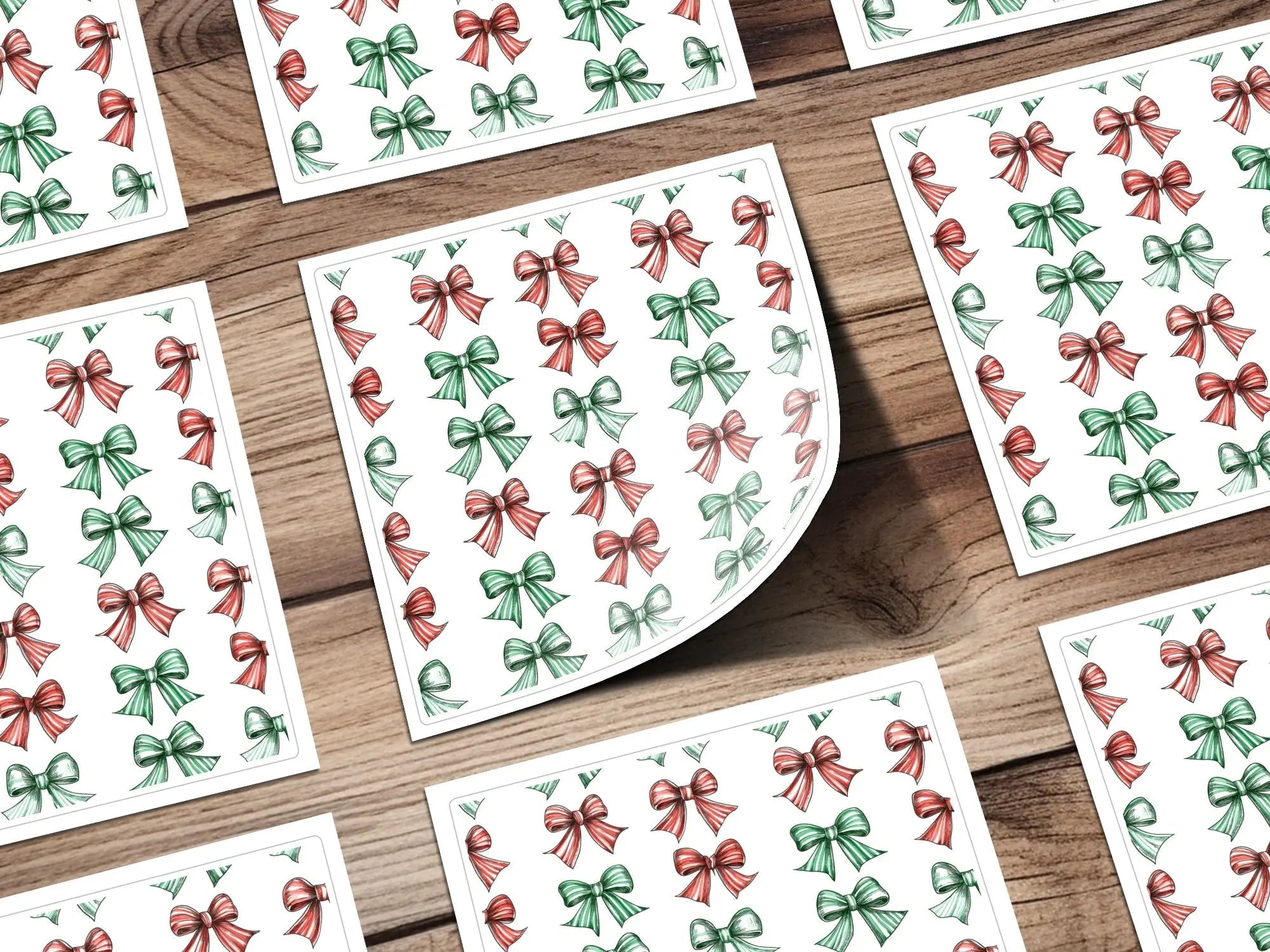 Christmas Bows Digital Paper, Red and Green Bow Pattern, Holiday Seamless Pattern, Festive Background, Scrapbooking Paper, Digital Download - Moore and Mountain