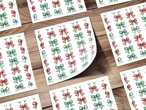 Christmas Bows Digital Paper, Red and Green Bow Pattern, Holiday Seamless Pattern, Festive Background, Scrapbooking Paper, Digital Download - Moore and Mountain