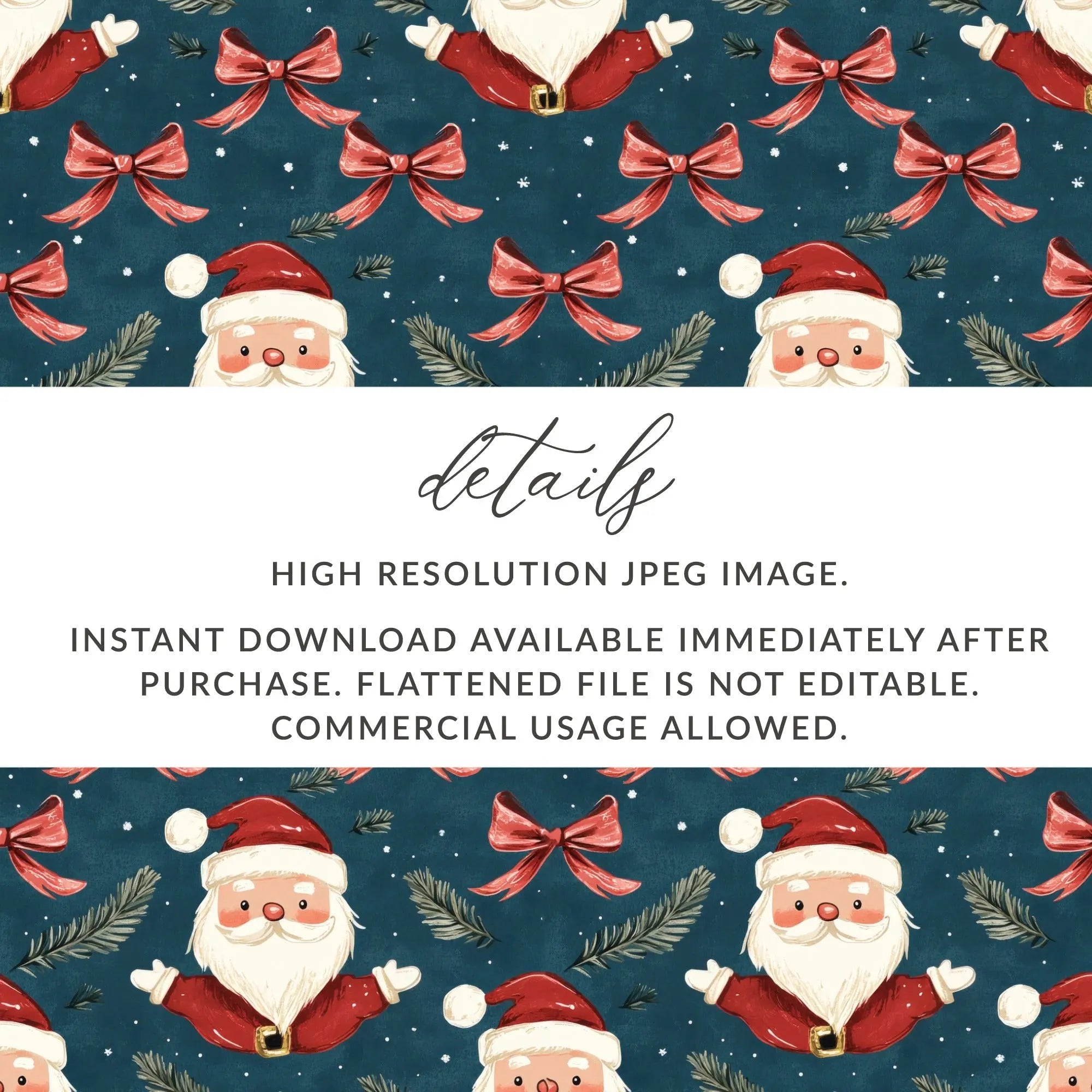 Santa Digital Seamless Pattern, Christmas Digital Paper, Holiday Fabric Design, Winter Background, Festive Print, Santa Repeat Pattern - Moore and Mountain