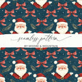 Santa Digital Seamless Pattern, Christmas Digital Paper, Holiday Fabric Design, Winter Background, Festive Print, Santa Repeat Pattern - Moore and Mountain