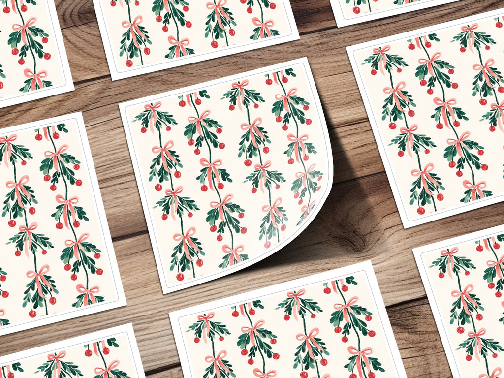 Mistletoe Digital Paper, Christmas Seamless Pattern, Festive Print, Winter Holiday Design, Printable Digital Download, Digital File - Moore and Mountain