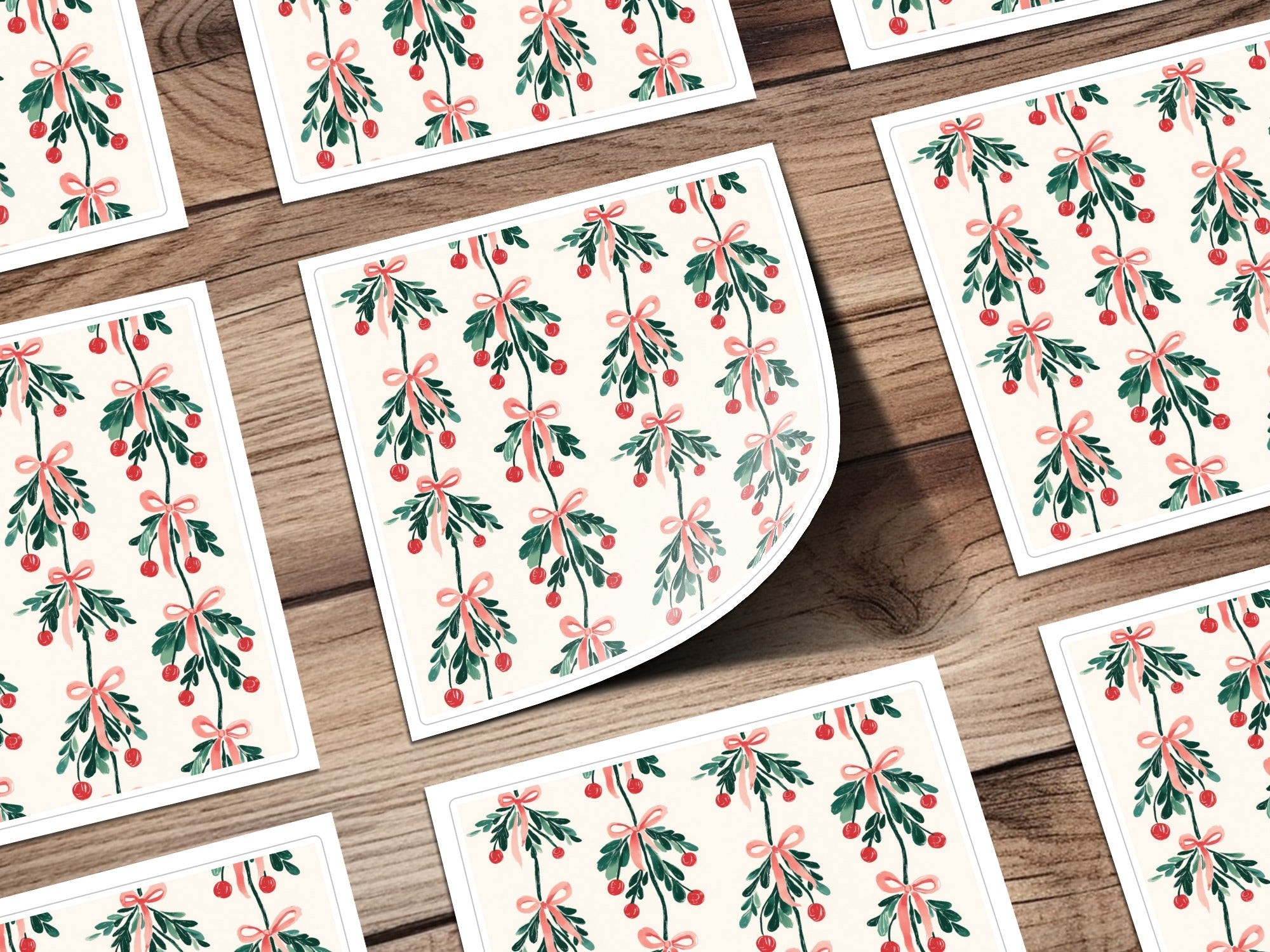 Mistletoe Digital Paper, Christmas Seamless Pattern, Festive Print, Winter Holiday Design, Printable Digital Download, Digital File - Moore and Mountain