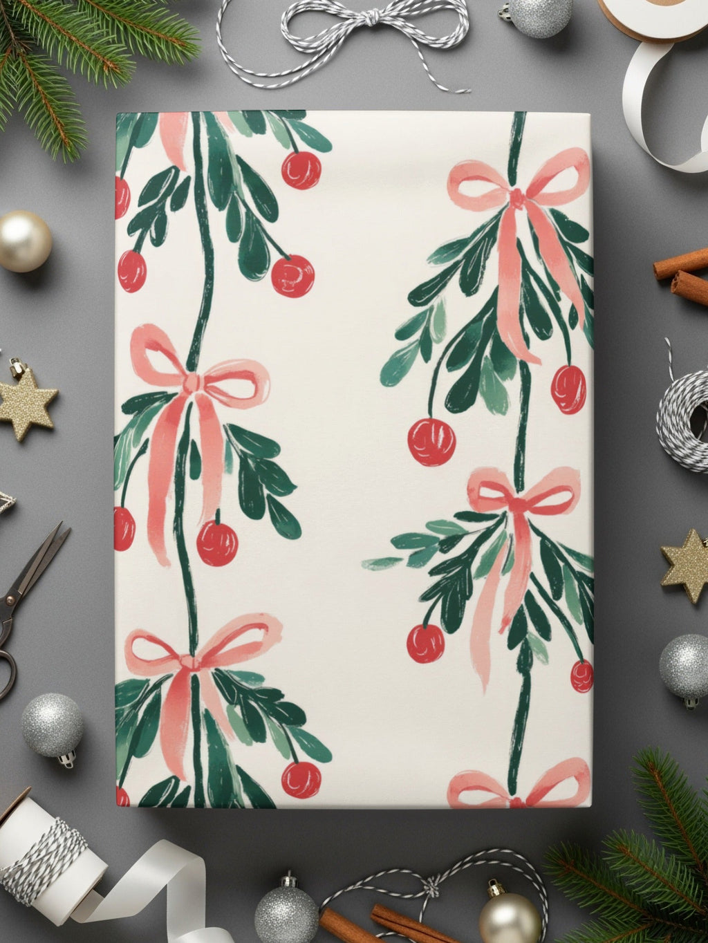 Mistletoe Digital Paper, Christmas Seamless Pattern, Festive Print, Winter Holiday Design, Printable Digital Download, Digital File - Moore and Mountain