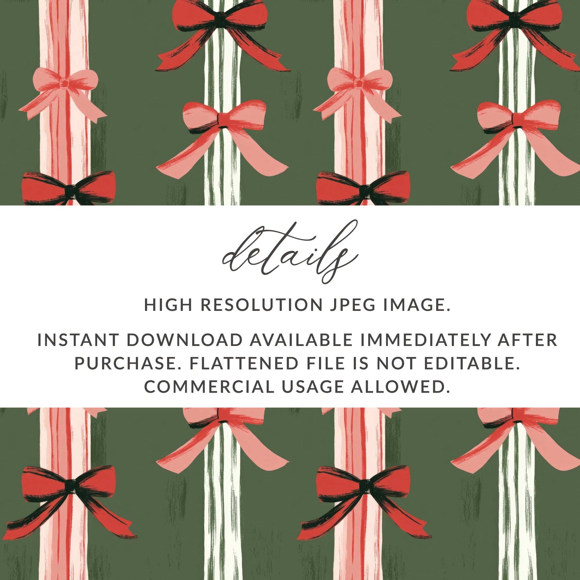 Bows Digital Paper, Christmas Digital, Holiday Digital Paper, Seamless Pattern for Fabric, Scrapbooking, Wrapping Paper (Digital) - Moore and Mountain