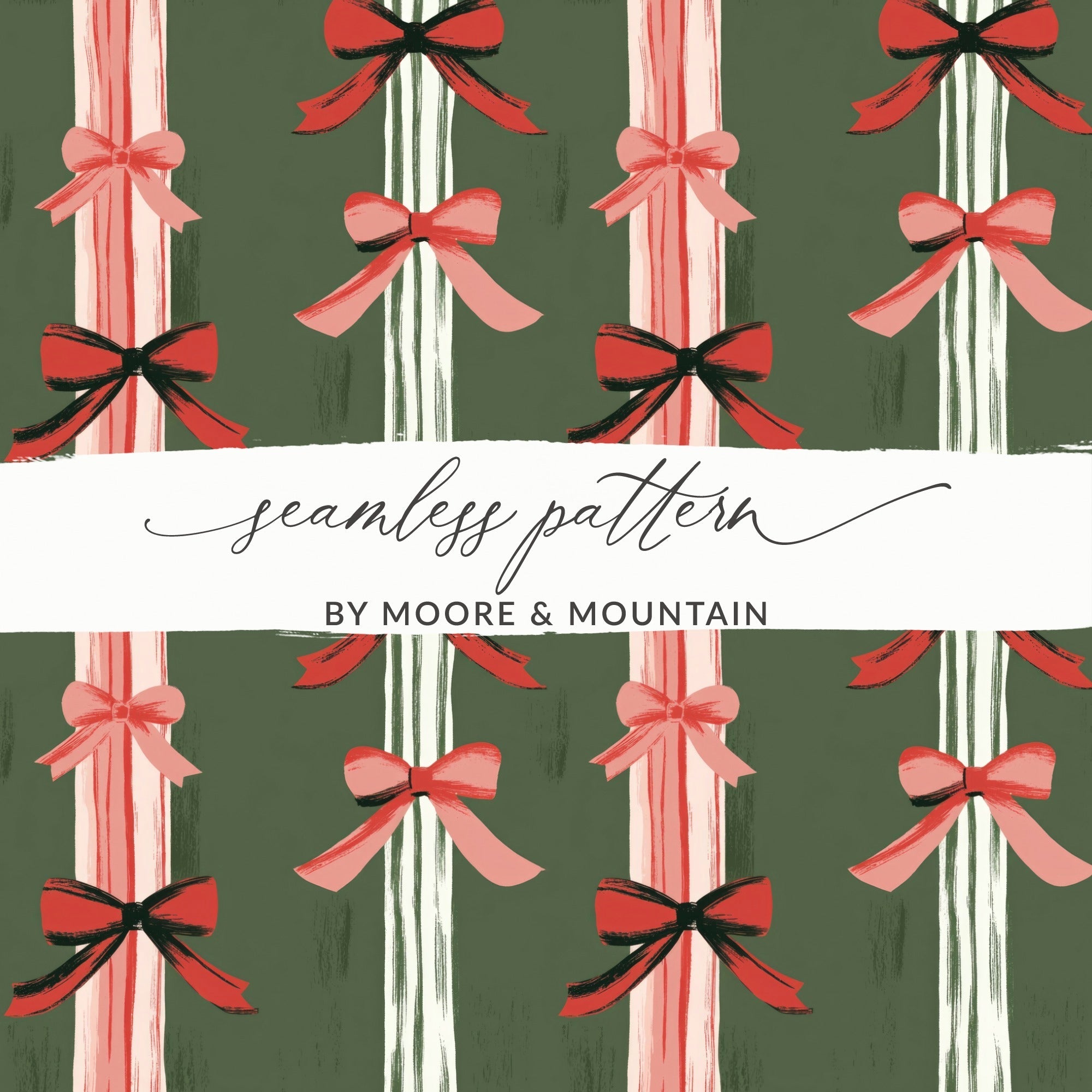 Bows Digital Paper, Christmas Digital, Holiday Digital Paper, Seamless Pattern for Fabric, Scrapbooking, Wrapping Paper (Digital) - Moore and Mountain