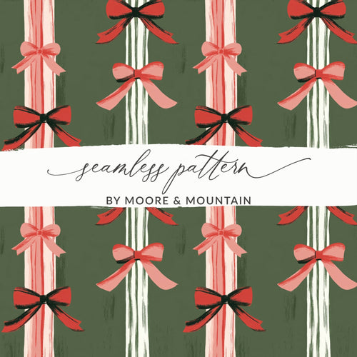 Bows Digital Paper, Christmas Digital, Holiday Digital Paper, Seamless Pattern for Fabric, Scrapbooking, Wrapping Paper (Digital) - Moore and Mountain