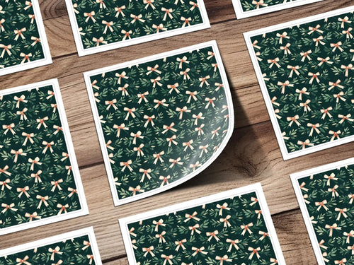 Bows and Leaves Seamless Digital Paper, Christmas Holiday Pattern, Festive Repeat Pattern, Scrapbooking Fabric Design, Digital Download - Moore and Mountain