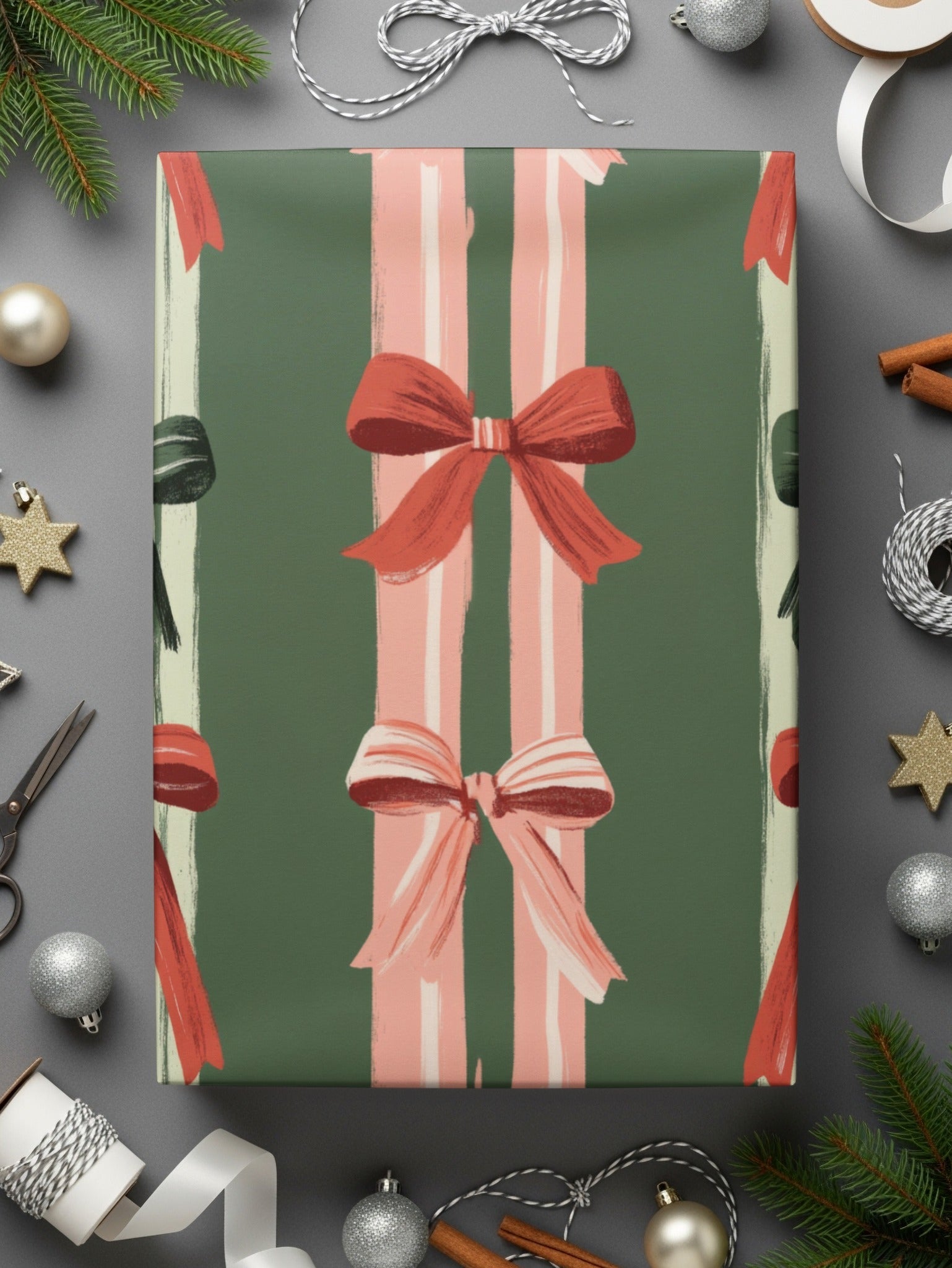 Bow Digital Paper, Holiday Pattern, Christmas Seamless Pattern, Digital Download, Fabric Design, Scrapbooking Paper, Festive Design - Moore and Mountain