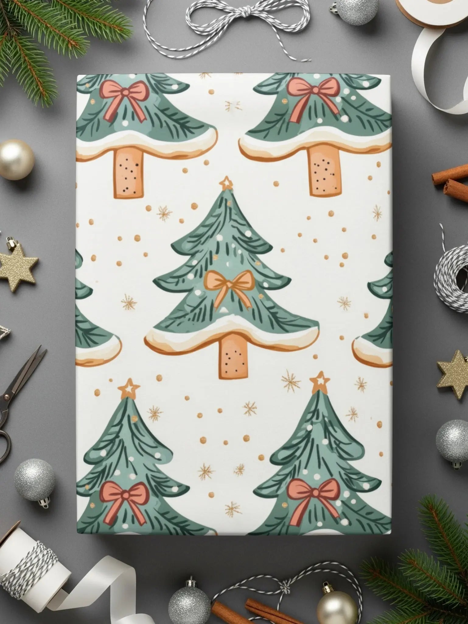 Christmas Tree Digital Paper, Festive Seamless Pattern, Holiday Design Resource, Scrapbooking Paper, Commercial Use Digital - Moore and Mountain