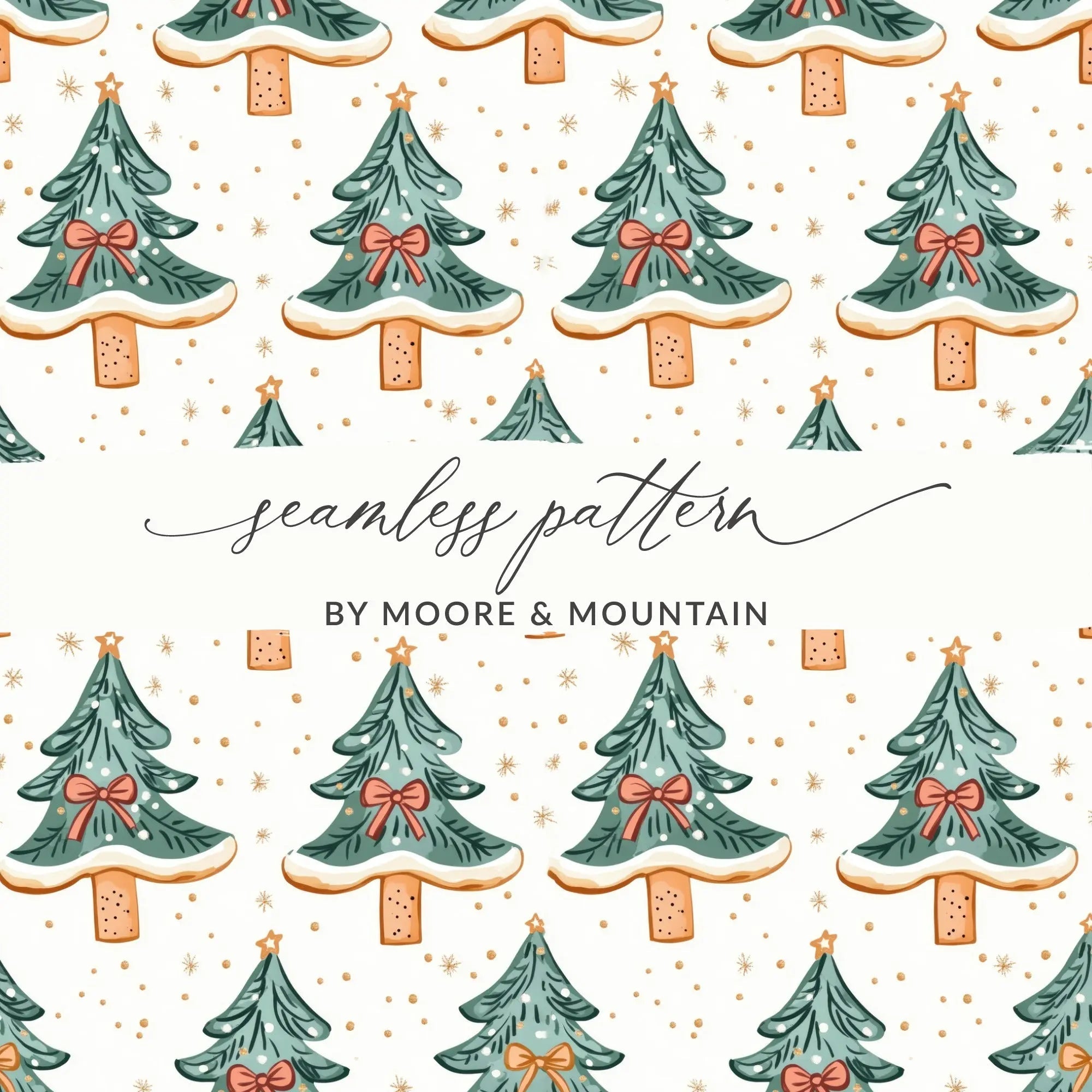 Christmas Tree Digital Paper, Festive Seamless Pattern, Holiday Design Resource, Scrapbooking Paper, Commercial Use Digital - Moore and Mountain
