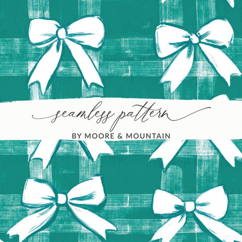 Green Bow Digital Paper, Seamless Pattern, Christmas, Wrapping Paper, Scrapbooking, Fabric Design, Digital Download, 12x12 JPEG - Moore and Mountain