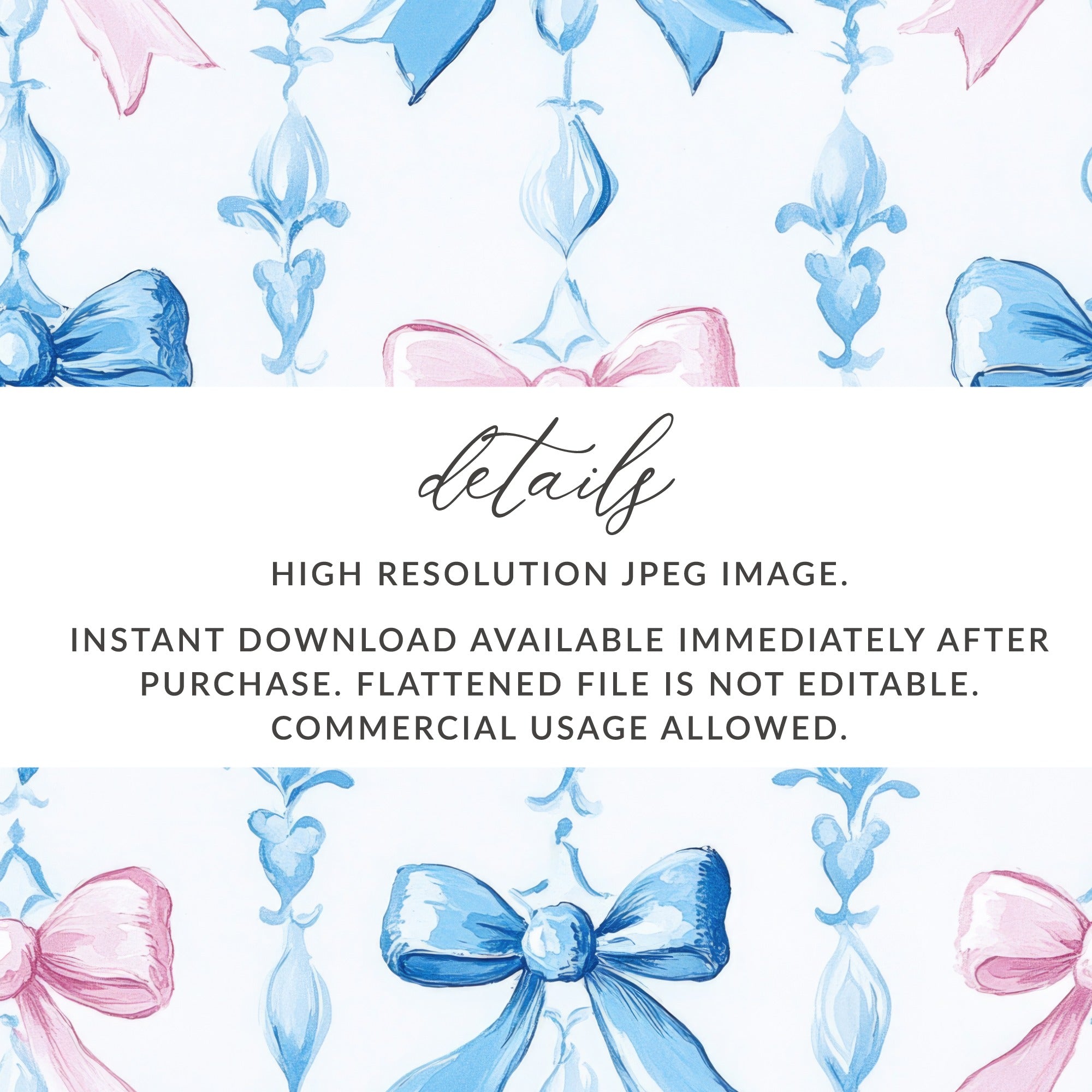 Boy Baby Shower Bow Trellis Design Pattern Digital - Moore and Mountain