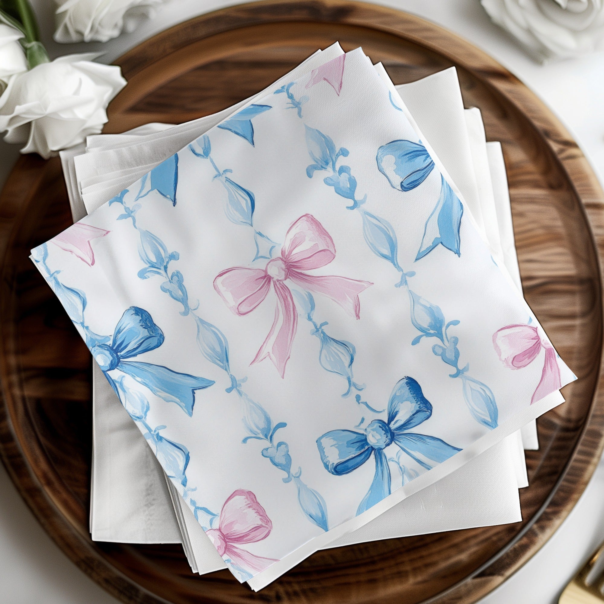 Boy Baby Shower Bow Trellis Design Pattern Digital - Moore and Mountain
