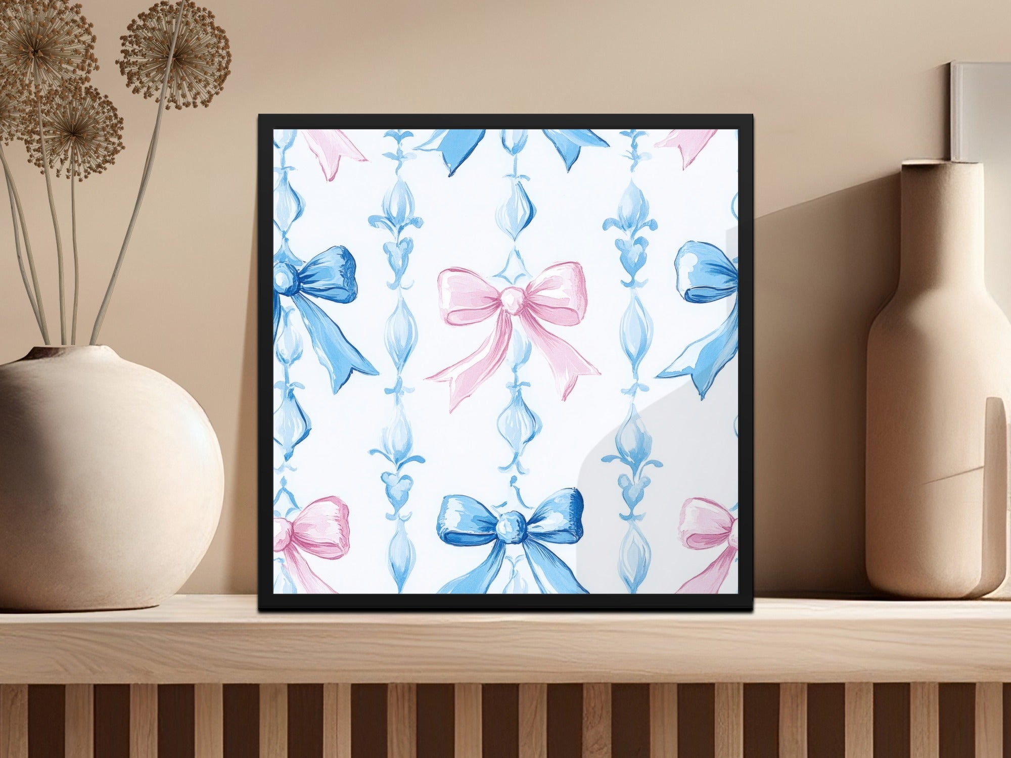 Boy Baby Shower Bow Trellis Design Pattern Digital - Moore and Mountain