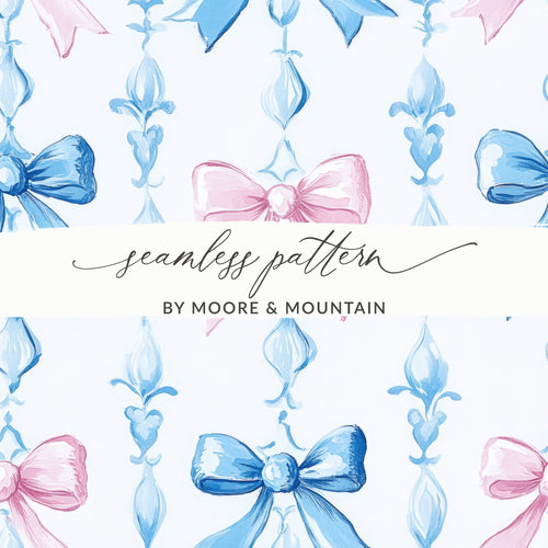 Boy Baby Shower Bow Trellis Design Pattern Digital - Moore and Mountain