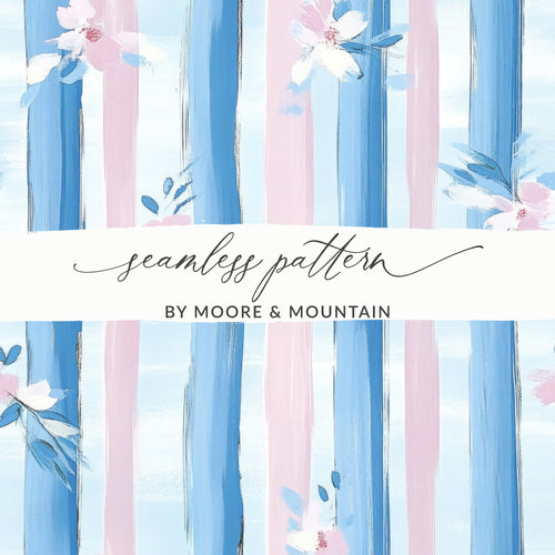 Boy Baby Shower Pink Blue Stripe Floral Digital - Moore and Mountain
