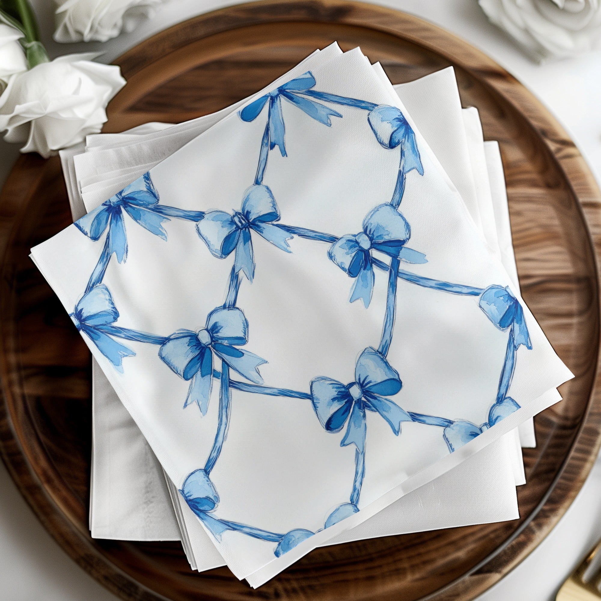 Boy Baby Shower Trellis Watercolor Ribbons Digital - Moore and Mountain