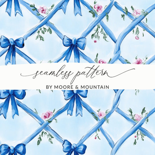 Boy Baby Shower Trellis with Blue Ribbons Digital - Moore and Mountain