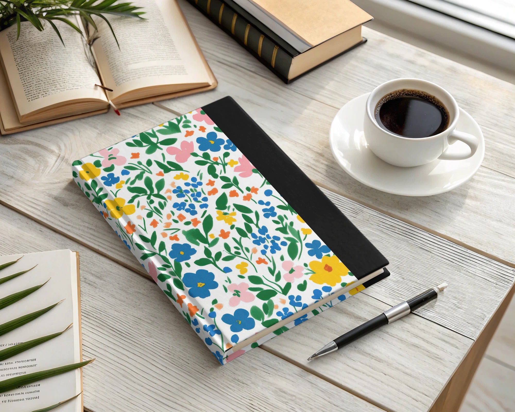 Floral Patterned Colorful Hardcover Notebook