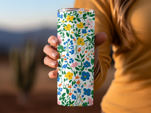 Colorful Flower Pattern Tall Tumbler Drinkware